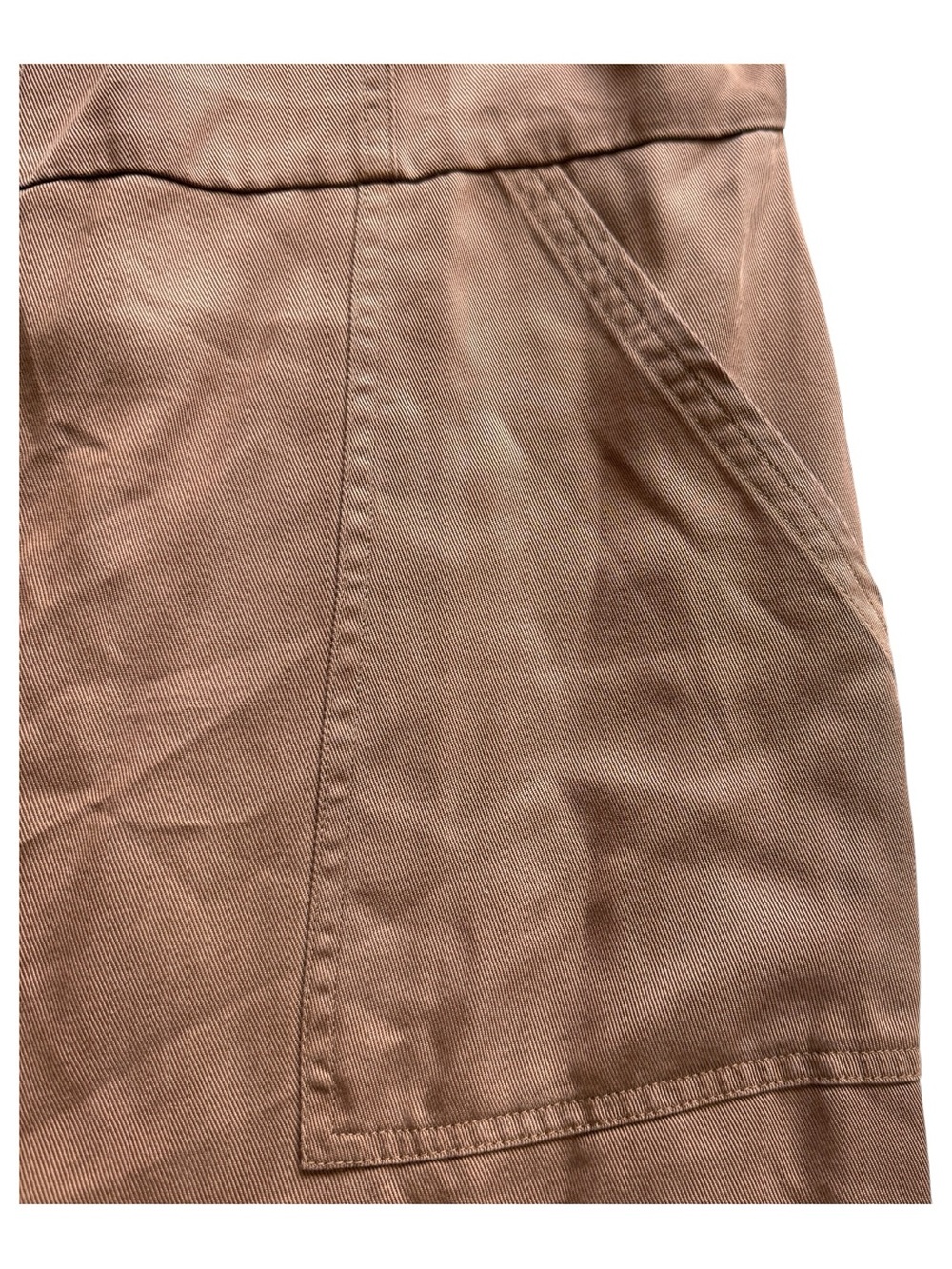LOFT Brown Lyocell Square Neck Button Front Puff Sleeve Utility Mini Dress 8 NWT - Picture 6 of 12